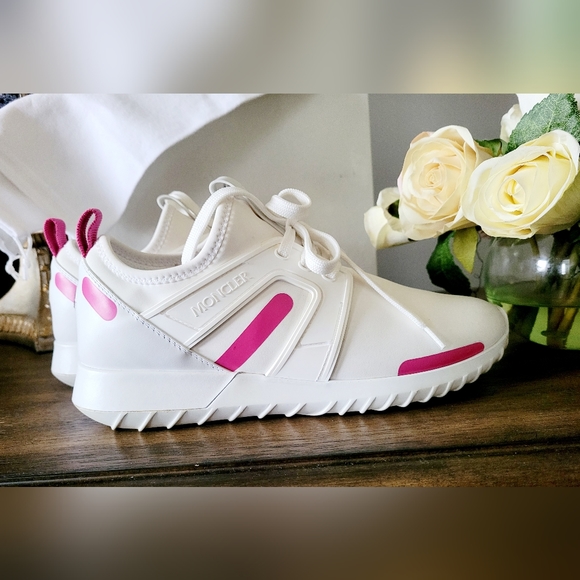 Moncler Meline Scarpa Women's Lightweight Sneakers White/Pink EU 38 US 8 - Picture 9 of 16